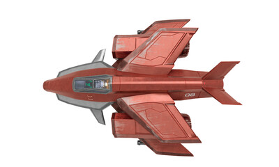Wall Mural - super sonic space ship in white background top view