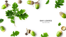 Oak Leaves And Acorns Creative Layout.