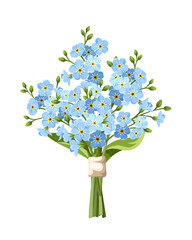  Spring bouquet of blue forget-me-not flowers isolated on a white background. Vector illustration