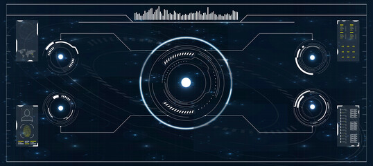 Poster - Radar screen.HUD. Hi-tech futuristic display. 