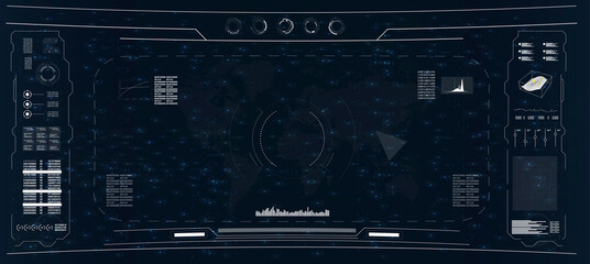 Poster - Radar screen.HUD. Hi-tech futuristic display. 