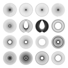 Spirograph. Set Of Geometric, Circular Ornaments. Isolated Graphic Elements. Vector Illustration.