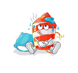 Sticker - fireworks rocket sick vector. cartoon character