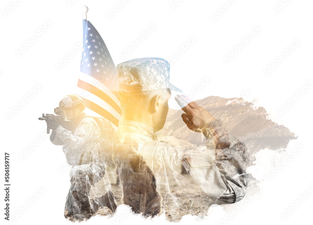 Saluting male soldier on dark background Stock Photo | Adobe Stock