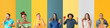 © Pixel-Shot - Set of young people eating fast food on colorful background