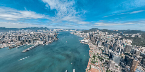 Fototapete - Hong Kong city architectures and cityscapes view from sky