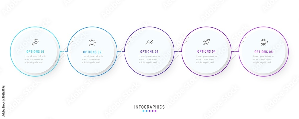 Vector Infographic label design template with icons and 5 options or ...