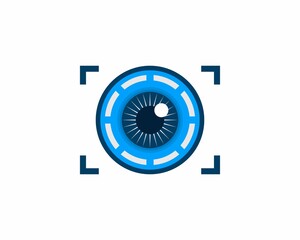Wall Mural - Camera lens in blue color vector illustration logo