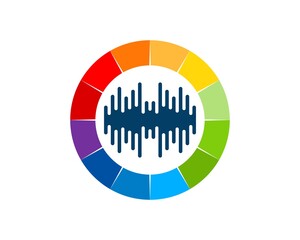 Sticker - Circular rainbow shape with music bar inside