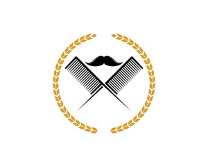 Sticker - Circular wheat with cross hair comb and mustache