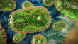 canvas print picture - Monkeypox viruses, pathogen closeup, infectious zoonotic disease 