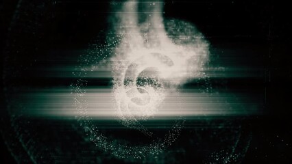 Aufkleber - Futuristic abstract de-focus Metaverse data matrix, meta, telemetry and encrypt numbers display with particles simulation in cyber space environment for HUD loop background