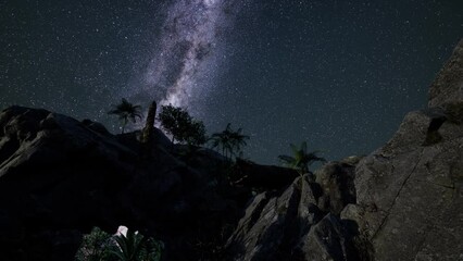 Milky Way Galaxy over Sandstone Canyon Walls