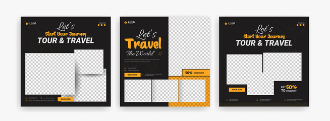 traveling social media post banner template design, tour travel holiday tourism marketing social med