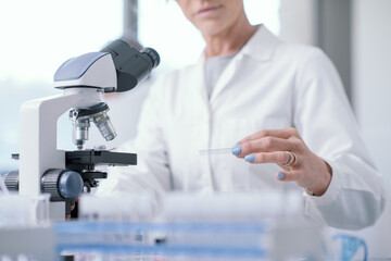 Wall Mural - medical researcher analyzing samples in the lab