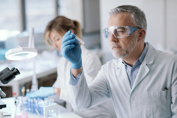 Wall Mural - professional researcher holding a test tube