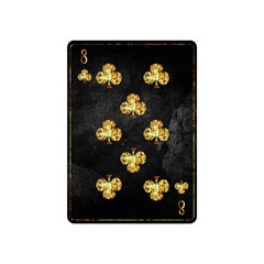 Wall Mural - Eight of Clubs, grunge card isolated on white background. Playing cards. Design element.