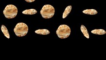 Pita Bread Falling Down In Slow Motion On Black Background
