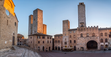 street view of san gimignano medieval town, Italy