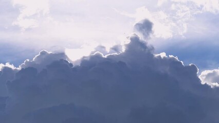 Wall Mural - blue sky background with white clouds in sunlight