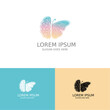 Logos or conceptual icons of mental health and psychology, women's care, concepts of the brain and butterflies. vector logo design.