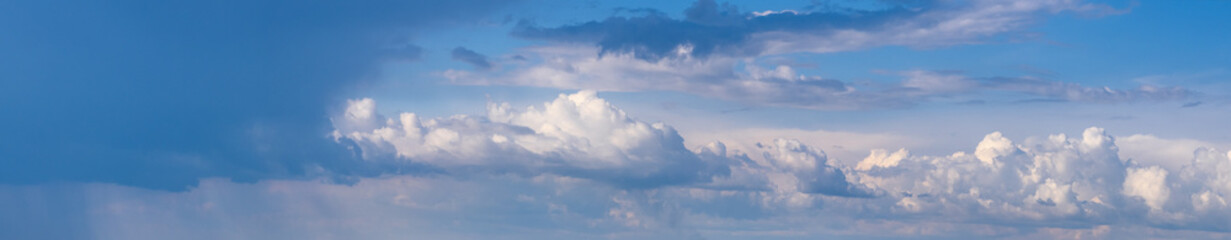 Canvas Print - white cumulus clouds in blue sky panoramic high resolution background