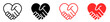 Abstract set with red and black handshakes heart vector icons. Sign friendship or partnership icons. Peace and love symbol. Sign agreement. 