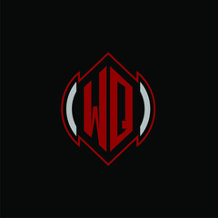 WQ initial monogram logo for gaming with Gemoteric line  shape style design on isolated background