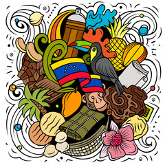Sticker - Venezuela hand drawn cartoon doodles illustration.