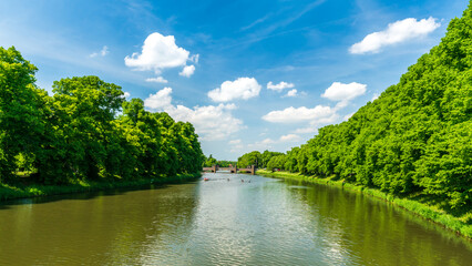 Wall Mural - View from the Sachsenbrücke at the Clara-Zetkin-Park