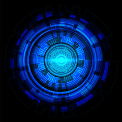 Poster - Technology blue line circle circuit cyber futuristic system energy power in black design modern creative vector