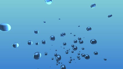 Wall Mural - 3d render of blue liquid bubbles moving up
