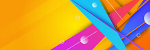 Colorful Web Banner Concept With Push Button. Collection Of Horizontal Promotion Banners With Gradient Colors And Abstract Dynamic Shapes. Header Design For Website. Vibrant Background.