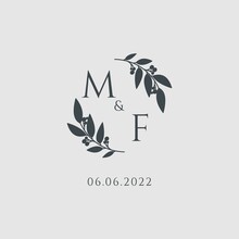 Letter MF Elegant Wedding Monogram Logo Design