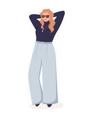 Wall Mural - Vector illustration of a plump fashionable blonde woman standing in full growth.
