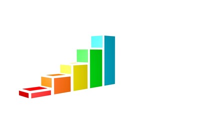 Poster - Colored columns. Growth chart. Business project. Sales report. 3D rendering.