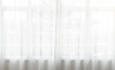 white curtain wavy with transparent curtain on window a pattern background.