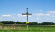 Roadside Catholic Cross In Poland