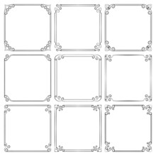 Set Of Vector Square Frames With Floral Ornament