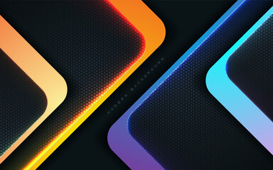 Wall Mural - black dimension modern background with blue and orange light effect