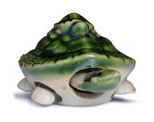 Ceramic Turtle Figurine On White Background Isolation