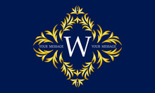 Elegant And Stylish Monogram With The Letter W In The Center And Decorative Elements. Luxury Logo Template.