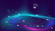 © max_776 - Big data digital cloud analytics visualization using artificial intelligence and machine learning, data stream processing digital wave, database digital structure, tech vector background