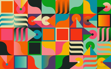 Aufkleber - pop art aesthetics abstract vector pattern with weird geometric shapes and bizarre artistic forms