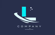 Blue White L Alphabet Letter Logo Icon With Swoosh . Design Suitable For A Company Or Business