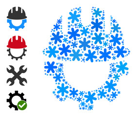 Wall Mural - Mosaic engineering icon is designed for winter, New Year, Christmas. Engineering icon mosaic is shaped from light blue snow icons. Some similar icons are added.