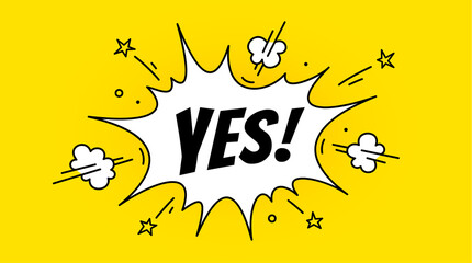 Canvas Print - speech bubble yes. banner, speech bubble, poster and sticker concept, geometric style with text yes.
