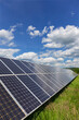 Solar Power Station in the sunny cloudy spring Nature