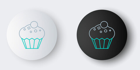 Poster - Line Muffin icon isolated on grey background. Colorful outline concept. Vector