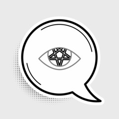 Sticker - Line Pentagram icon isolated on grey background. Magic occult star symbol. Colorful outline concept. Vector